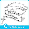 316 Stainless Steel Rosary Alibaba Manufacturer Religious Jesus Sideway 6MM Silver Rosary for Prayer Cross Necklace for Catholic